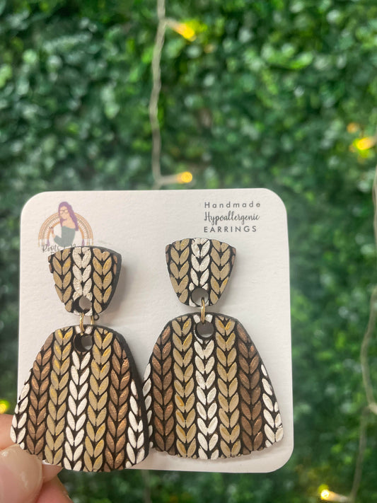 Wooden Braided Detail Earrings