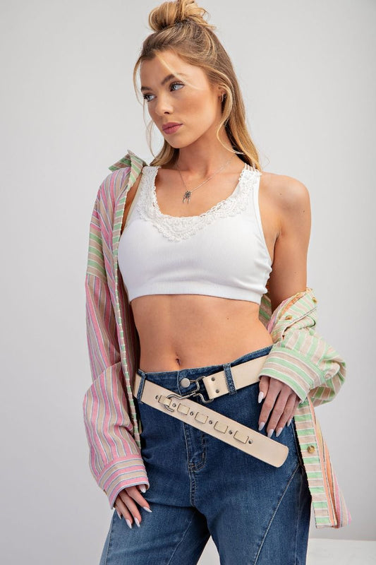Crochet Rib Bralette - White