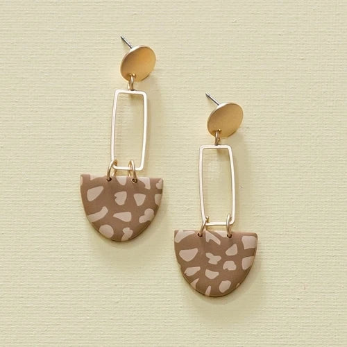 Billie Dot Earrings Brown and Tan