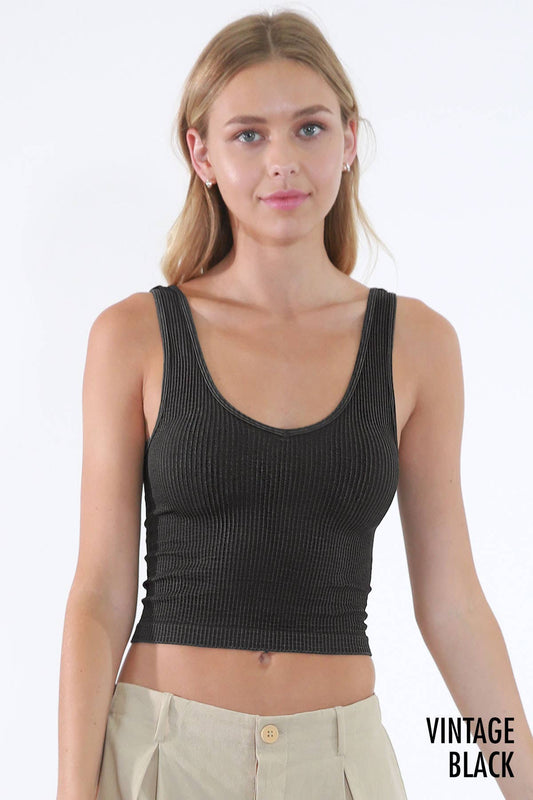 Vintage Reversible Crop Top Black
