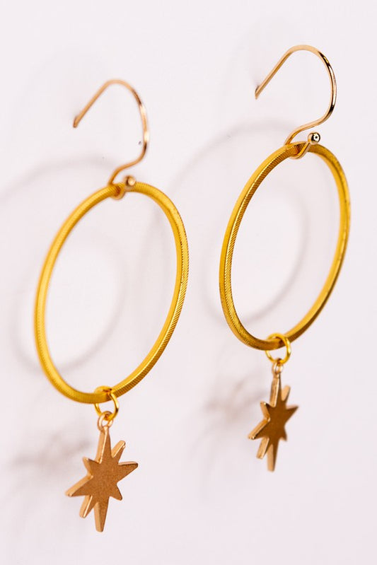 Star Hoop Earrings Gold