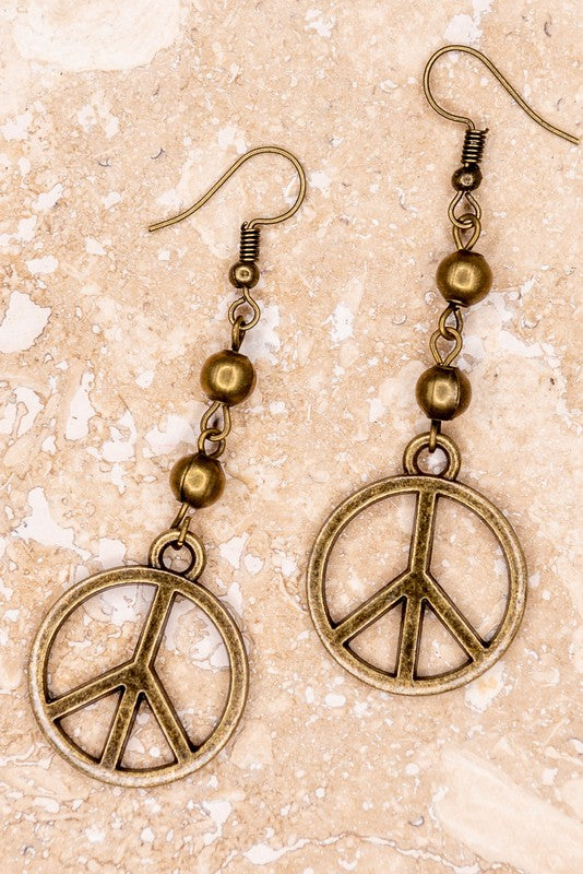 Peace Earrings Bronze