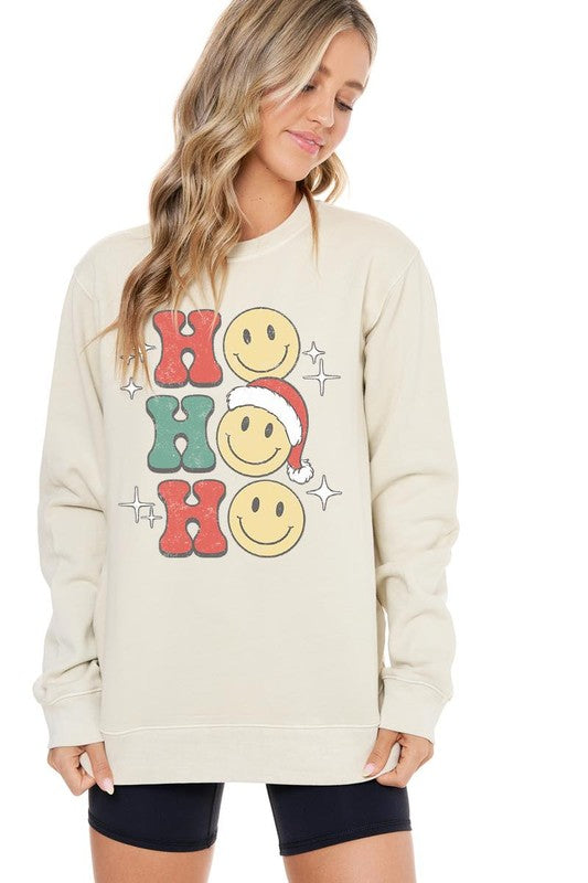 Ho Ho Ho Smiley French Terry Sweatshirt