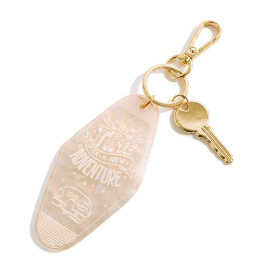 Retro Hotel Adventure Keychain- Ivory