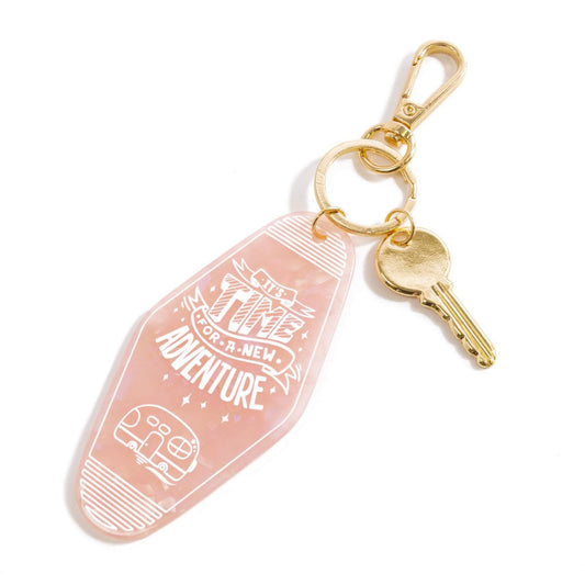 Retro Hotel Adventure Keychain- Pink