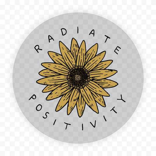 Big Moods - Radiate Positivity Sunflower - Clear Sticker