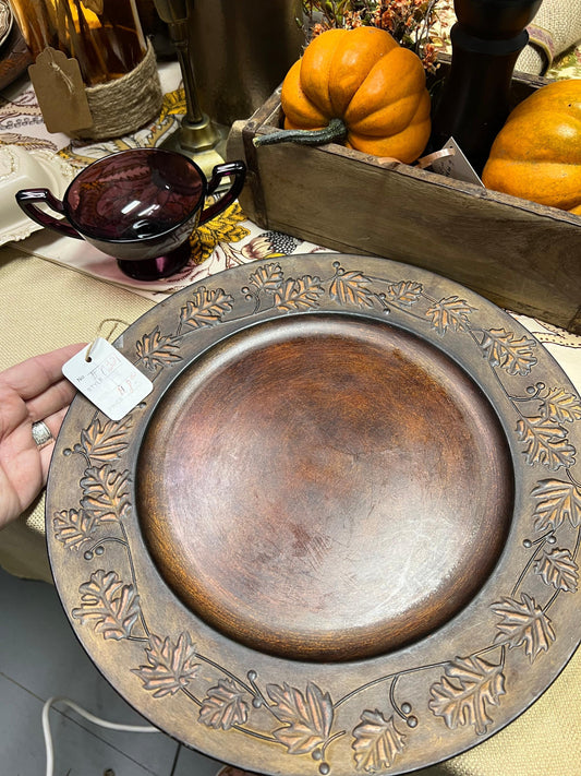 Set of 4 Leaf Copper Color Chargers