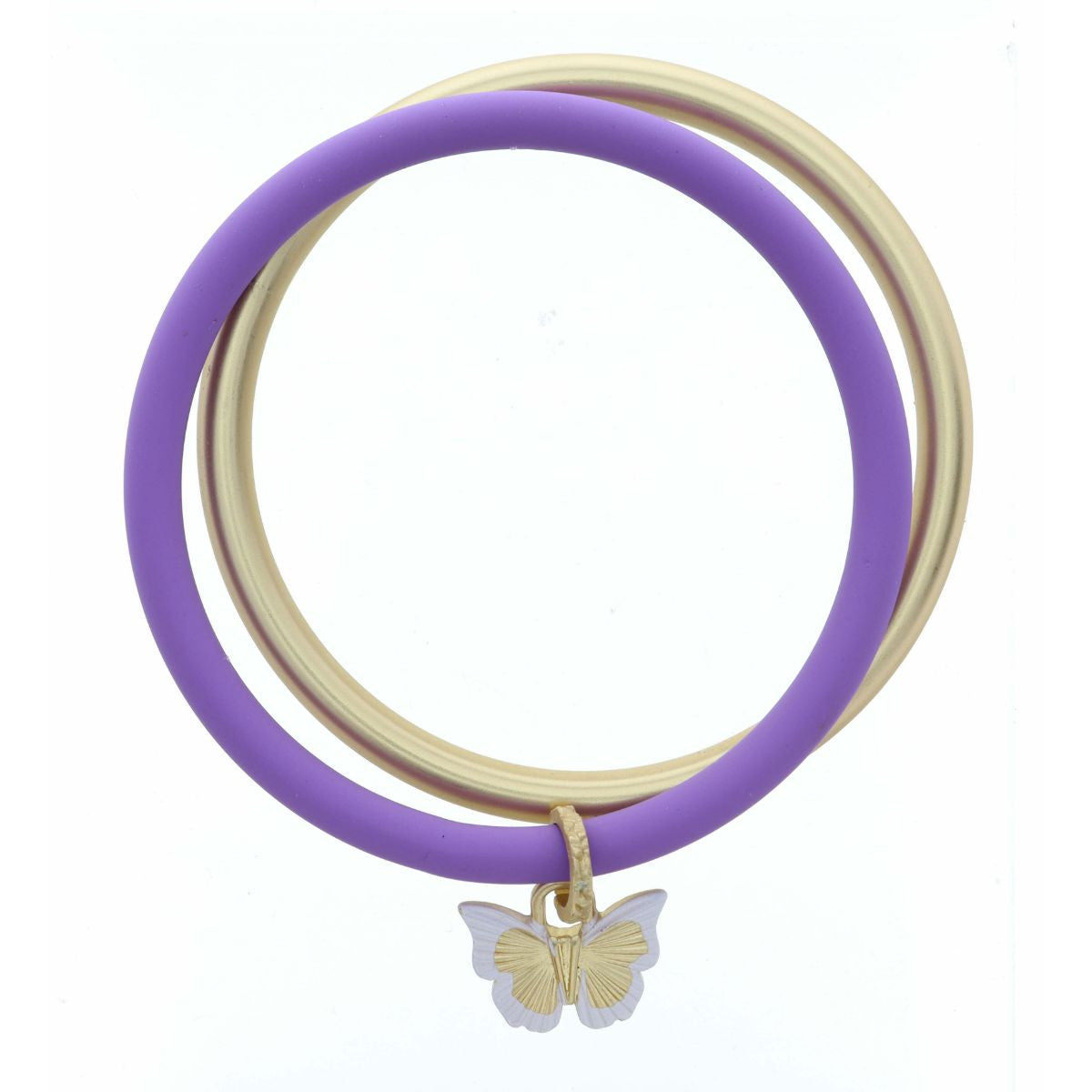 Stack of 2 Lavender & Gold Butterfly Bangle
