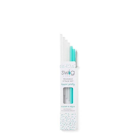 Short Straw Set - Clear & Aqua