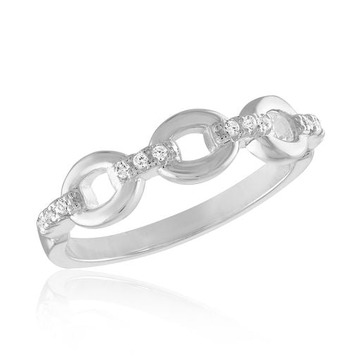 Linked CZ Loop Stack Ring