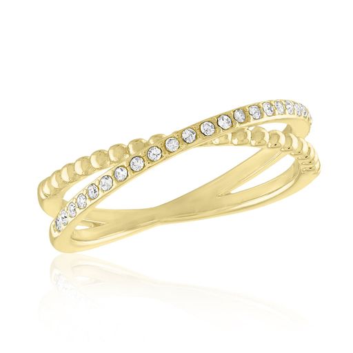 CZ Crossover Gold Layers Ring