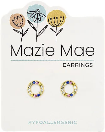 Gold Multicolor Open Circle Stud Mazie Mae Earring