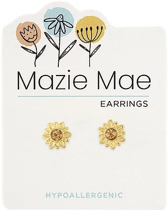 Gold Sunflower Stud Mazie Mae Earring