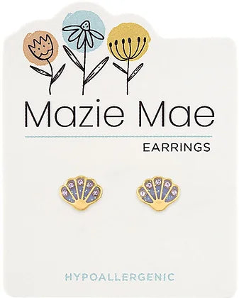 Gold Purple Seashell Mazie Mae Earring