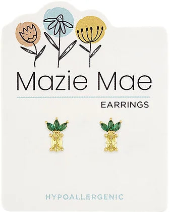 Gold CZ Pineapple Stud Mazie Mae Earring