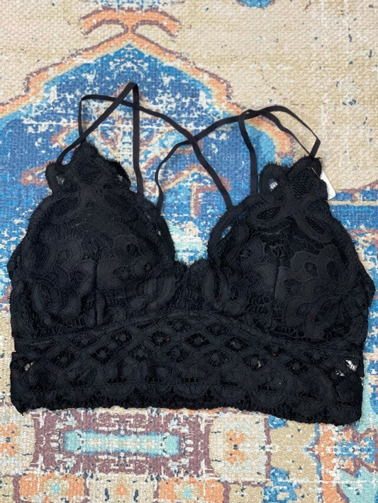 Crochet Lace Bralette - Black