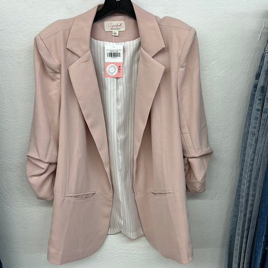 Chic In Pink Ruched 3-4 Sleeve Blazer
