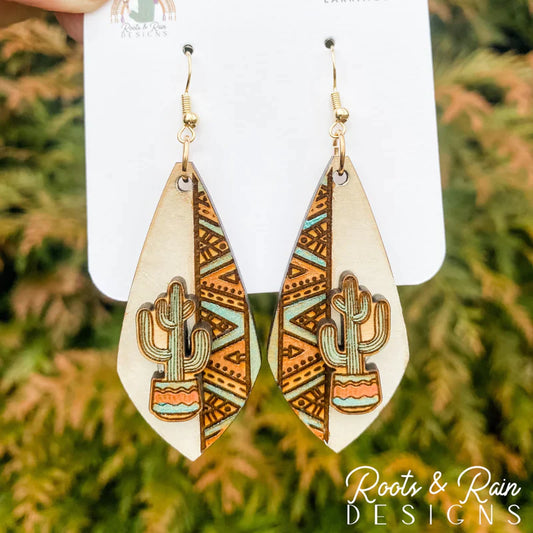 3-D Cactus Earrings