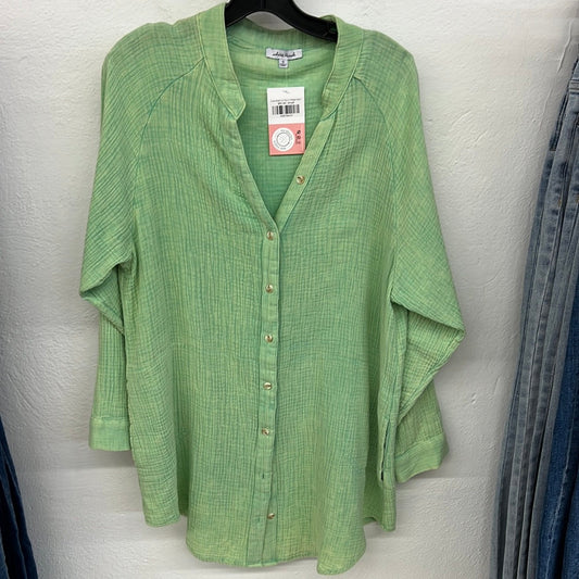 Corey Button Up Top In Vintage Green