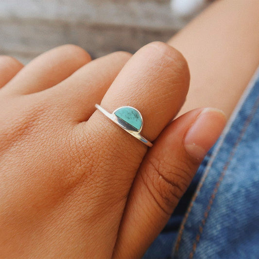 Turq Half Moon Ring