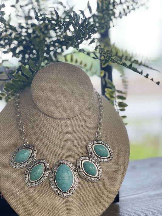 Handcut Leaflet Turquoise Necklace