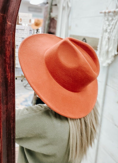 Rust Wide Brim Hat