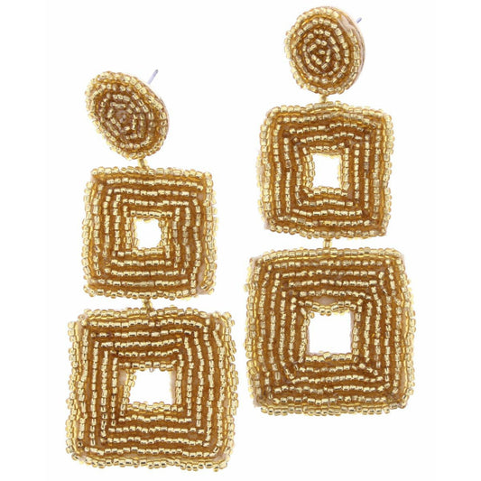 Gold Beaded Shaped Earrings