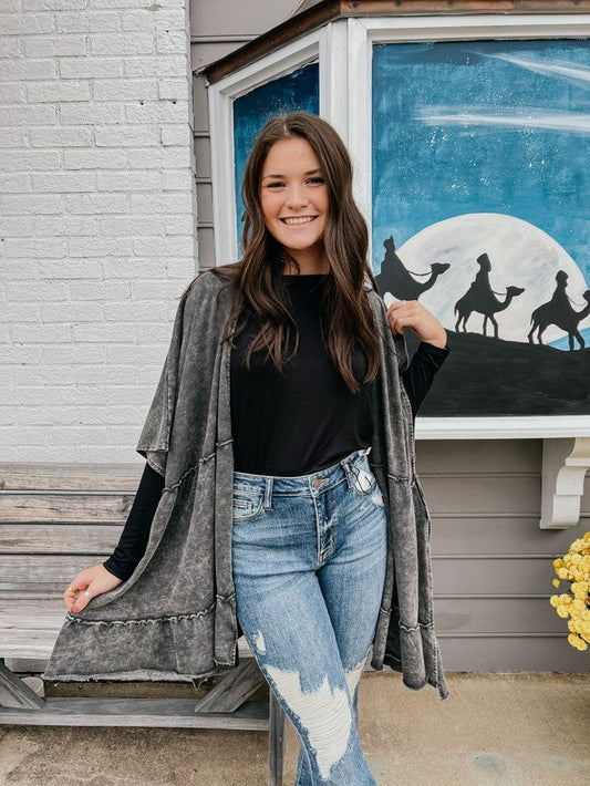 In My Moment Mineral Wash Cardigan Ash