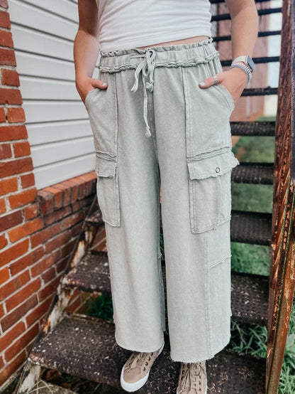 Sage Must Be Mineral Wash Wide Leg