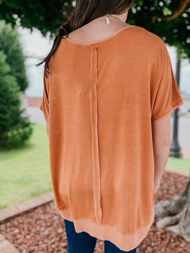 Good Times V-Neck Knit Top Pumpkin