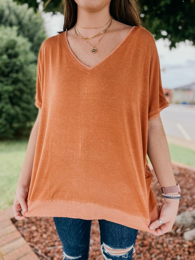 Good Times V-Neck Knit Top Pumpkin