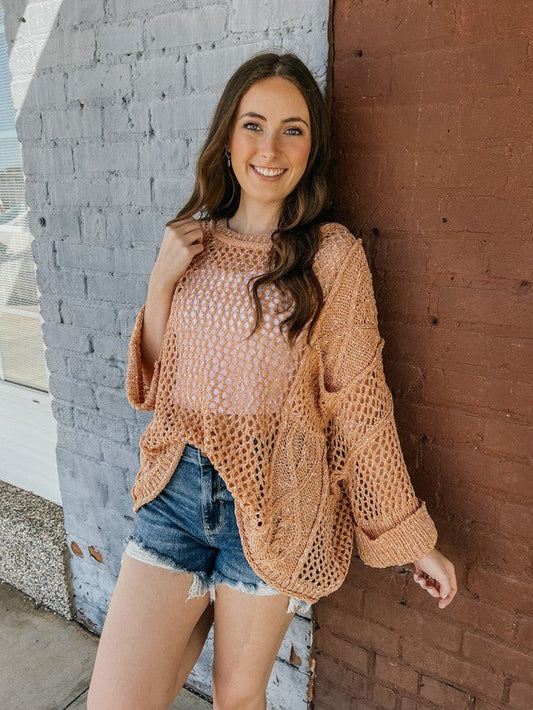 Spring Break Oversized Sweater Peach
