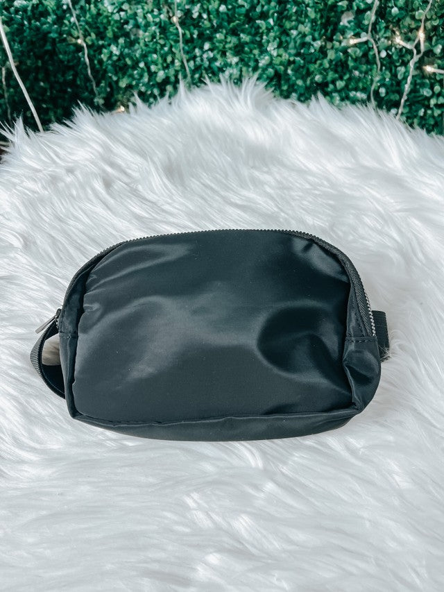 Nylon Sling Belt Bag- Black