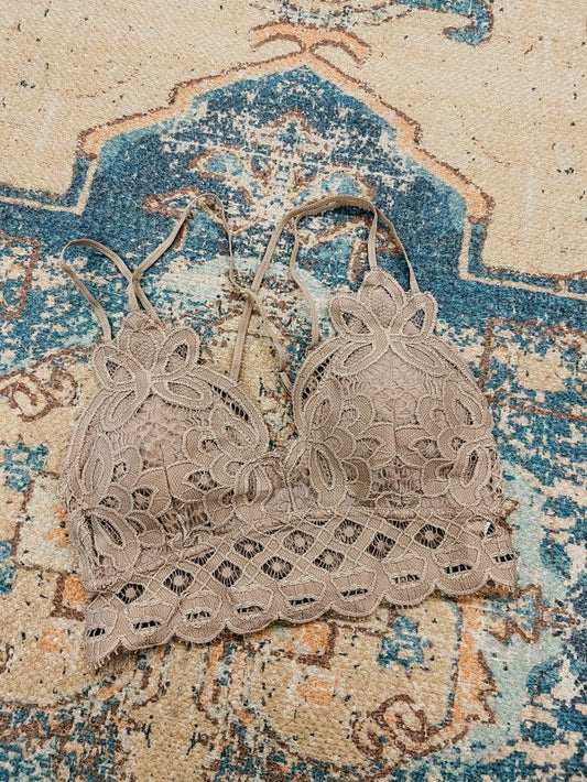 Crochet Lace Bralette - Harbor Gray