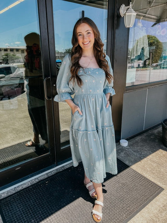 Darling Ditzy Floral Maxi Dress Sage