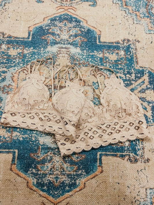 Crochet Lace Bralette - Lt. Taupe