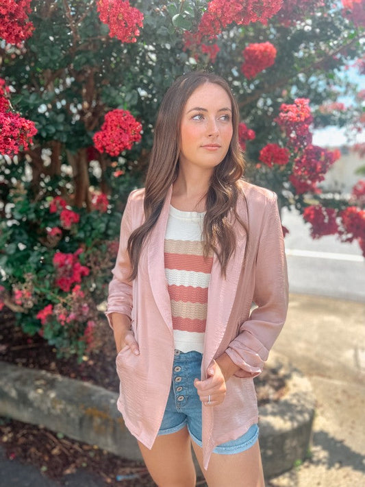 She Means Business Blazer- Mauve