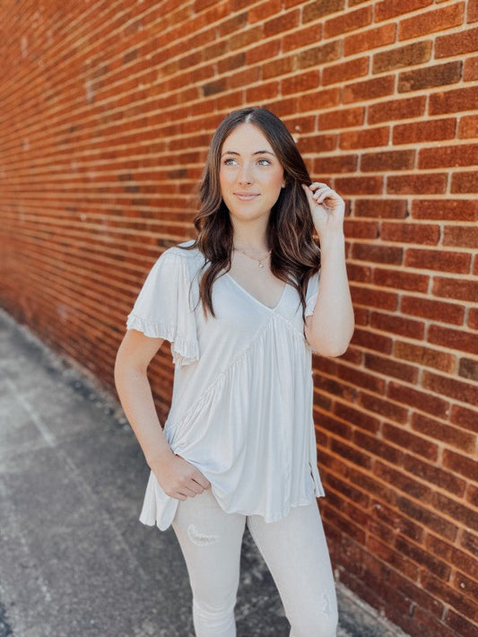 Just By Chance Top- Almond