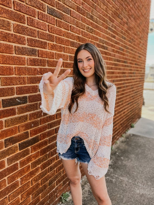 Orange Sherbet Striped Sweater