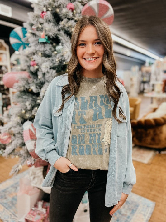 Taste Of Sunshine Shacket- Blue