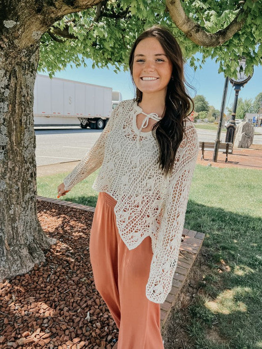 Mermaid Moment Crochet Sweater Cream