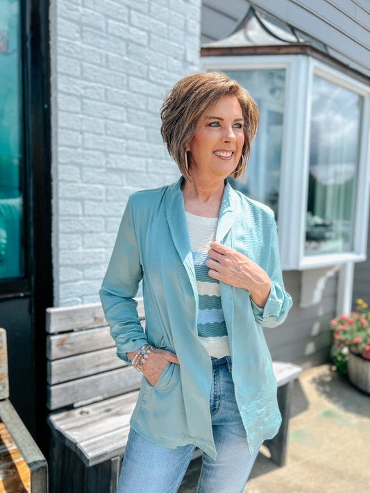 She Means Business Blazer- Sage