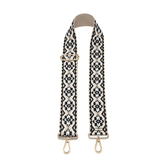 Tribal Guitar Strap- Black-White