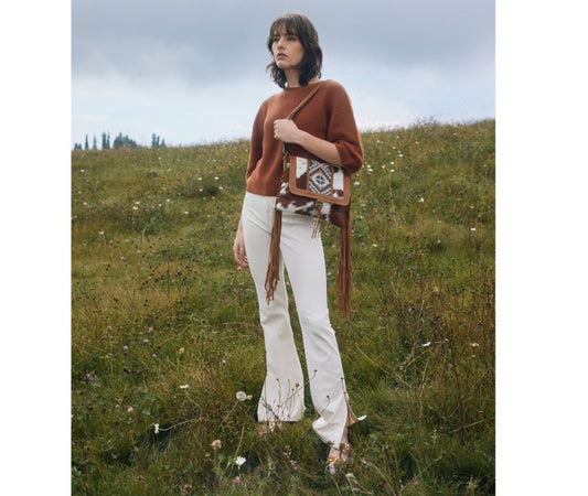Elisa Fringe Leather & Hairon Bag